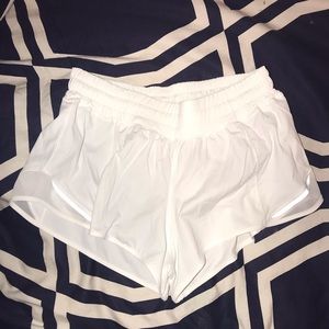 White lululemon hotty hot shorts
